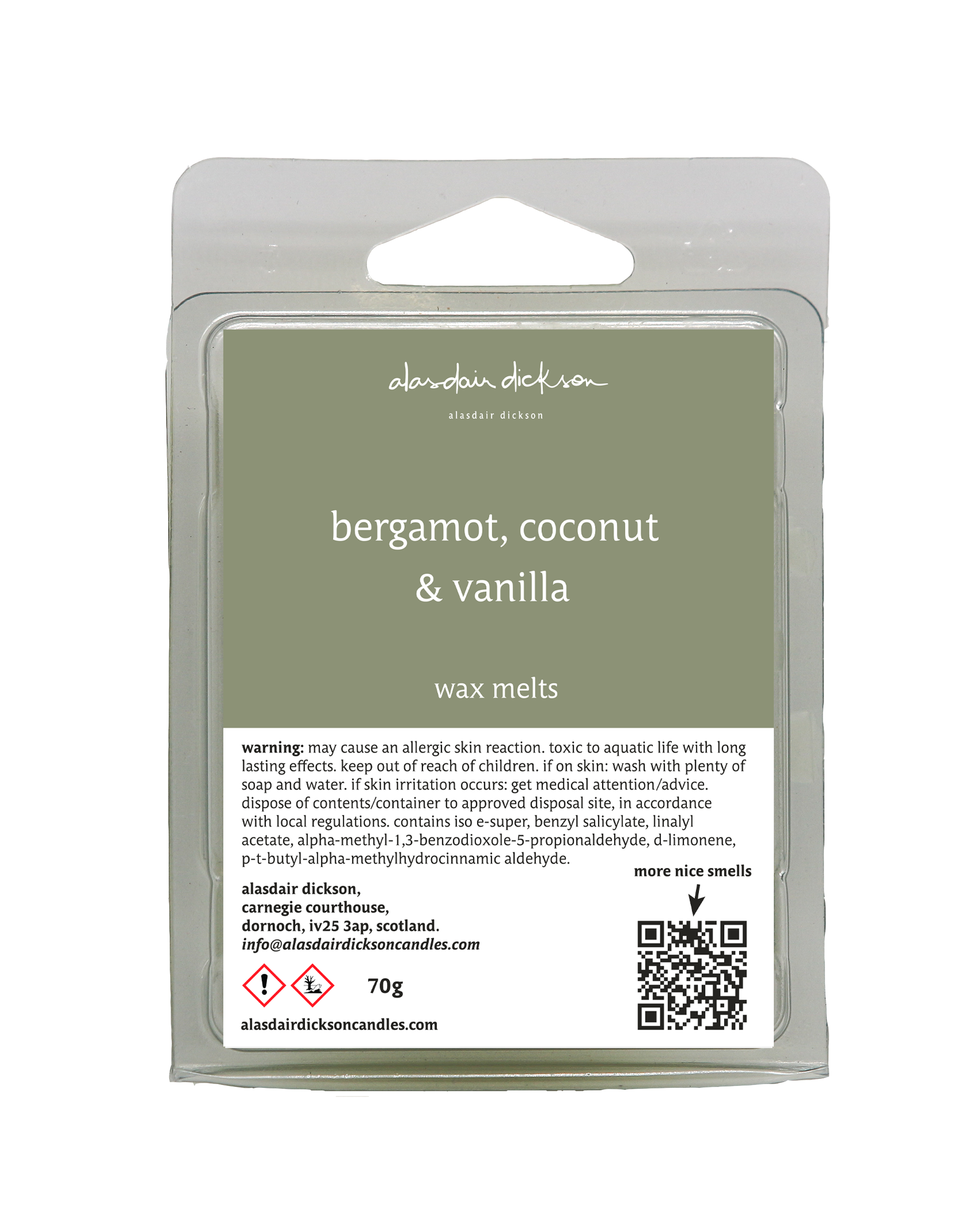bergamot, coconut & vanilla - wax melt bar